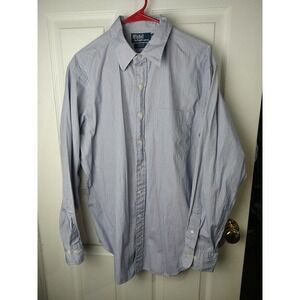 polo by ralph lauren Collared Andrew Classic Fit Blue White Pinstripe 16.5